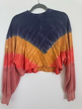 2/$30 - PINK Victoria's Secret Cropped Tie-Dye Sweatshirt - Navy, Gold & Coral